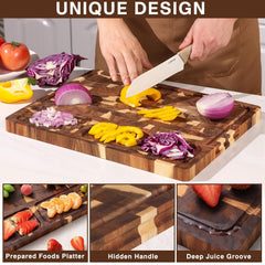 Vertical stand storage design for end grain cutting board
