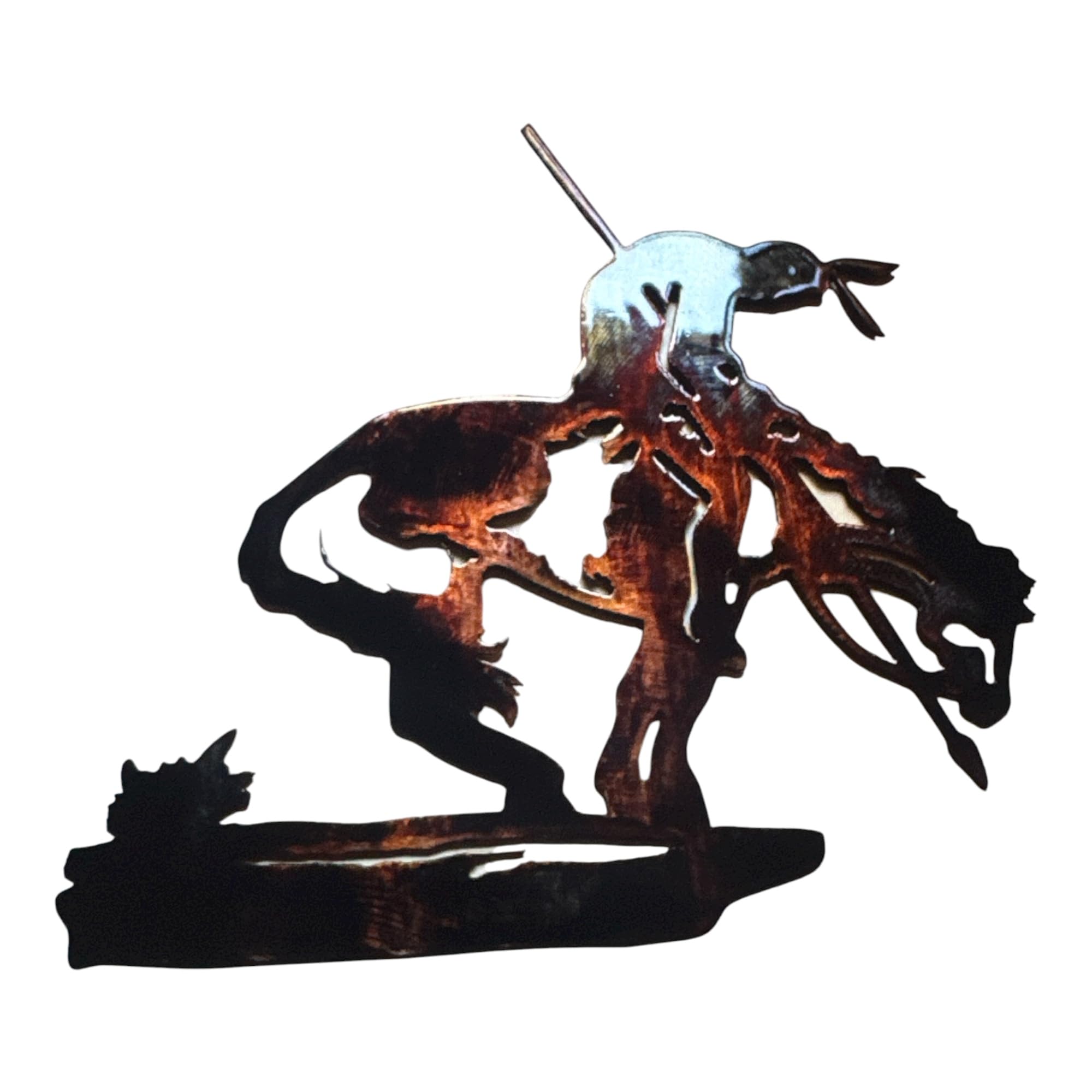 End of Trail metal wall art accent copper bronze plated finish