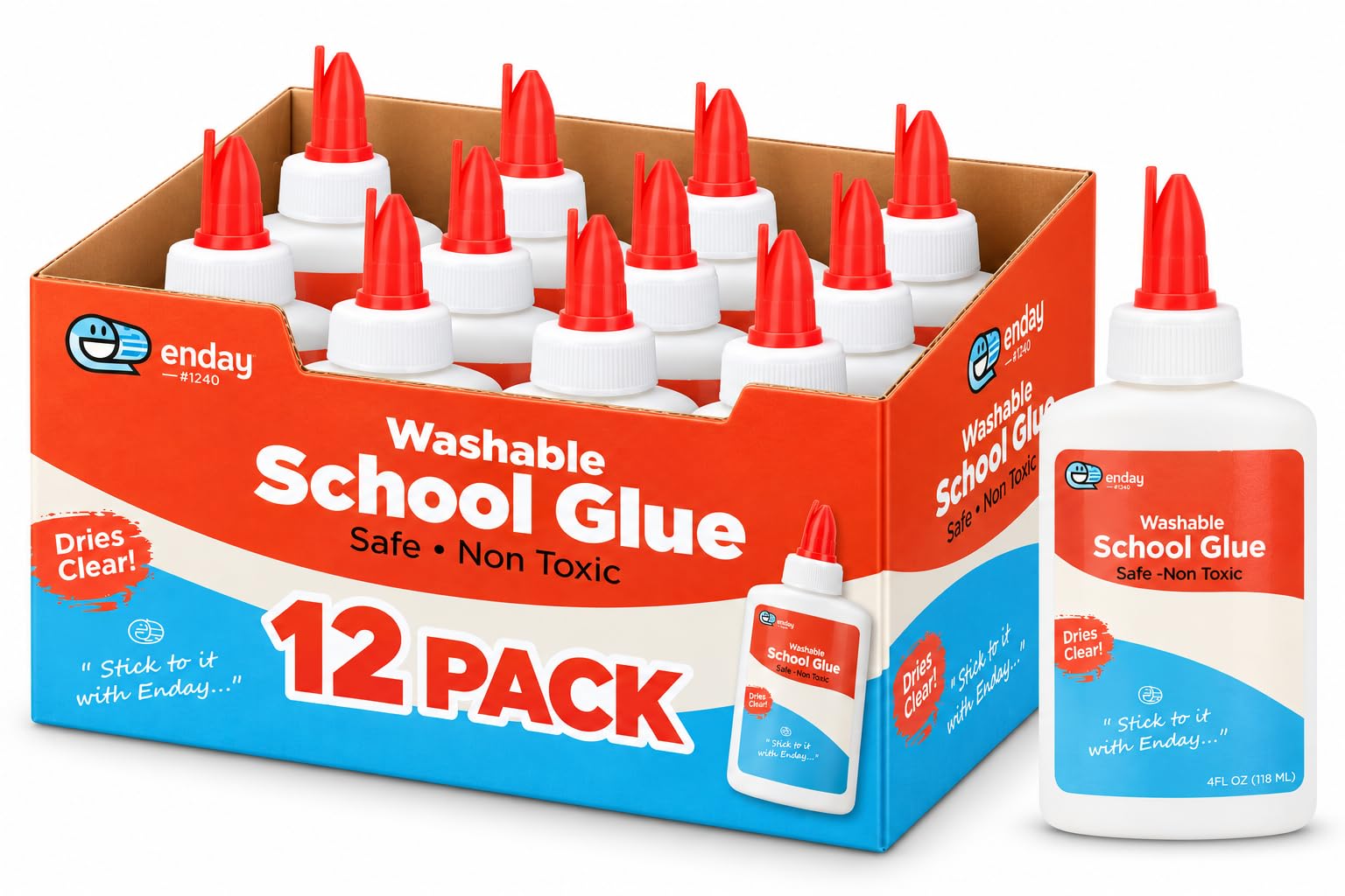 Enday liquid glue 12 pack packaging label