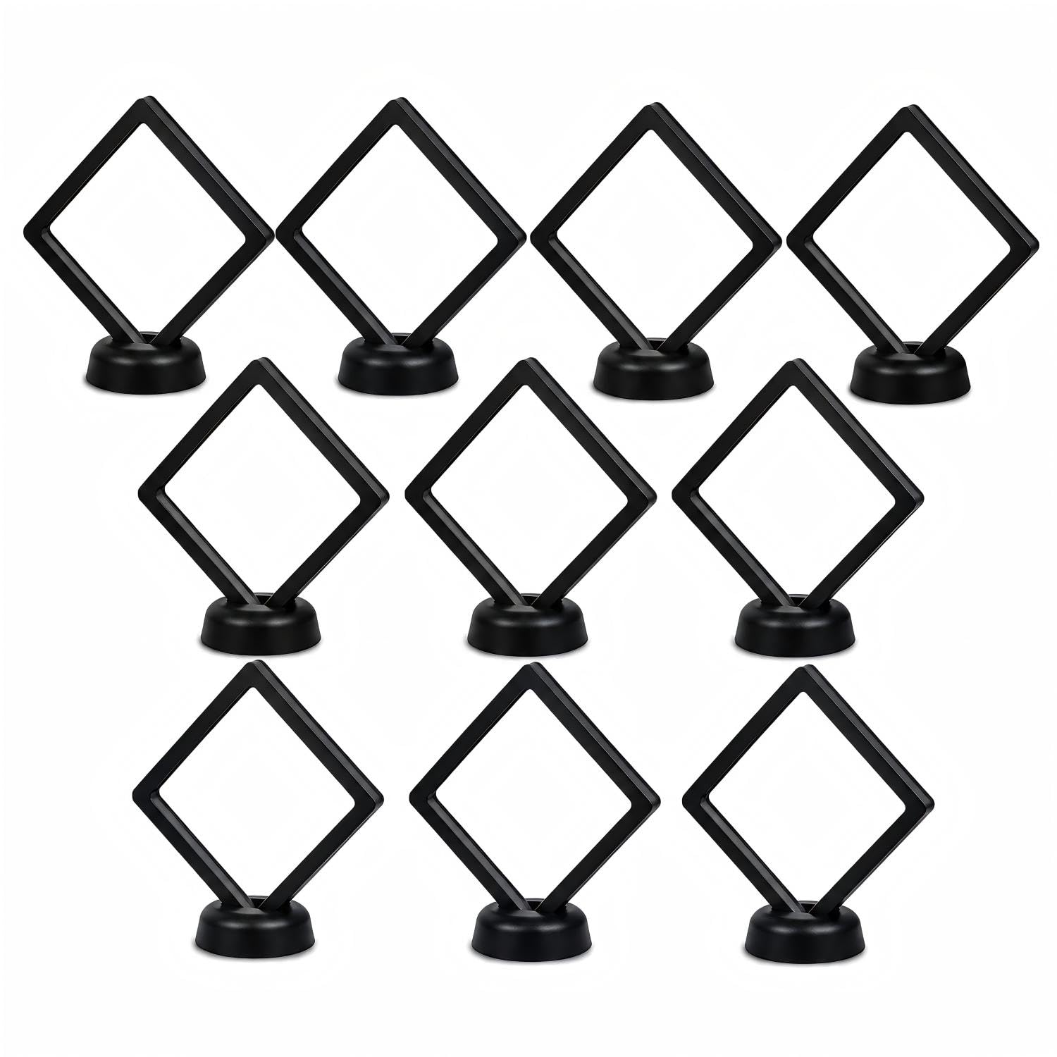 Enenes 10 pack 3D floating display case with stand black frame