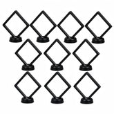 Enenes 10 pack 3D floating display case with stand black frame