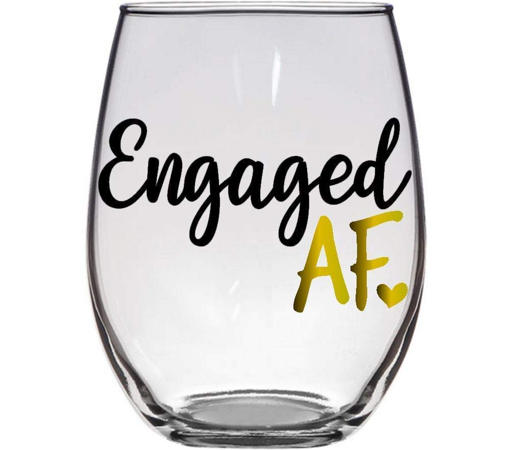 Engaged AF stemless wine glass 21oz capacity