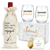 Two 15-ounce wine glasses included in engagement gift set