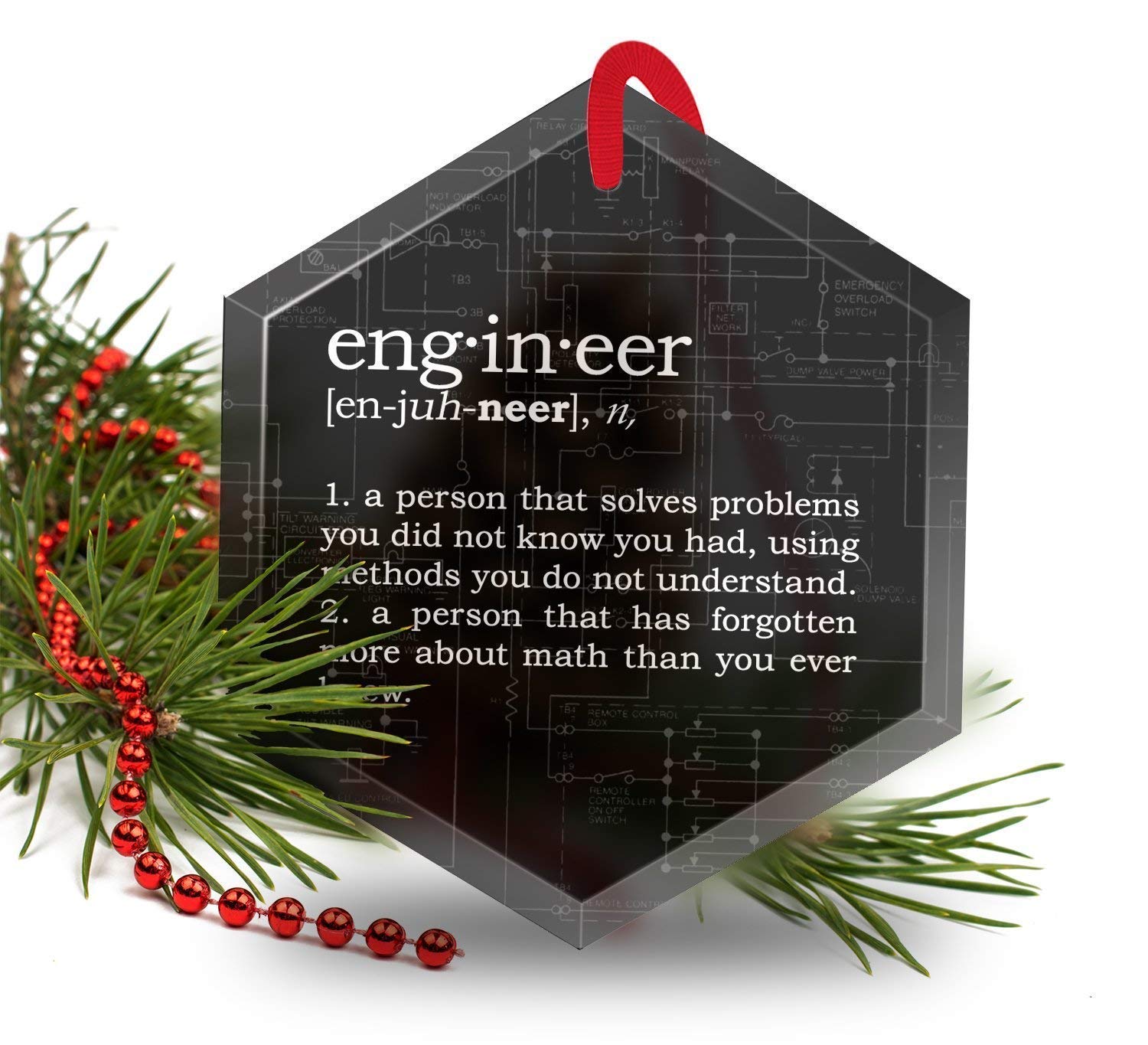 Engineer Definition ornament size 3 1/2 by 4 inches glass