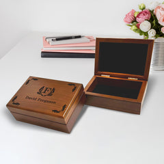 Engraved keepsake box for men made of walnut