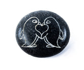 Real Irish Sea Beach pebble engraved with penguin couple motif