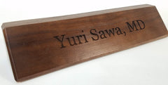 Engraved name desk wedge on walnut wood
