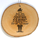 Engraved wood ornament Live Edge made from alder wood in Oregon
