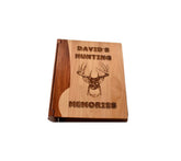 Engraved wood photo album Hunting Memories large front cover