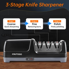 Enutogo Knife Sharpener 3-stage system with 20 degree guide