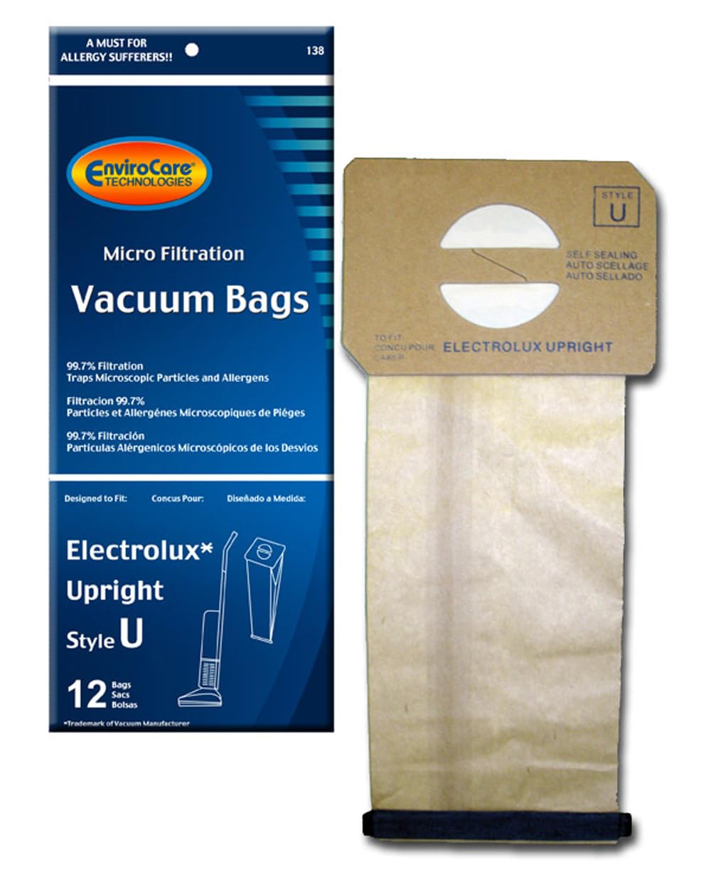 EnviroCare replacement microfiltration vacuum bags for Electrolux Upright Style U
