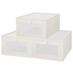 Foldable fabric closet organizer beige linen storage bin