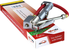 Inflator gauge for tires EPAuto with air hose and dual head features