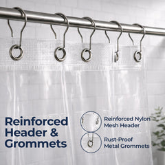 Clear Epica shower curtain liner for bathroom