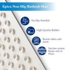 Real Rubber Bath Mat size 16x28 for tub and shower by Epica