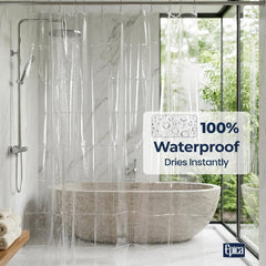 Epica shower liner with metal grommets in bathroom