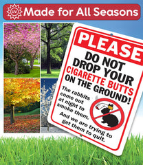 sign with two screw holes for easy mounting cigarette butts