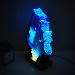 Wooden base resin lamp decorative lighting for home decor