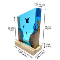 Epoxy resin night light wooden table decor