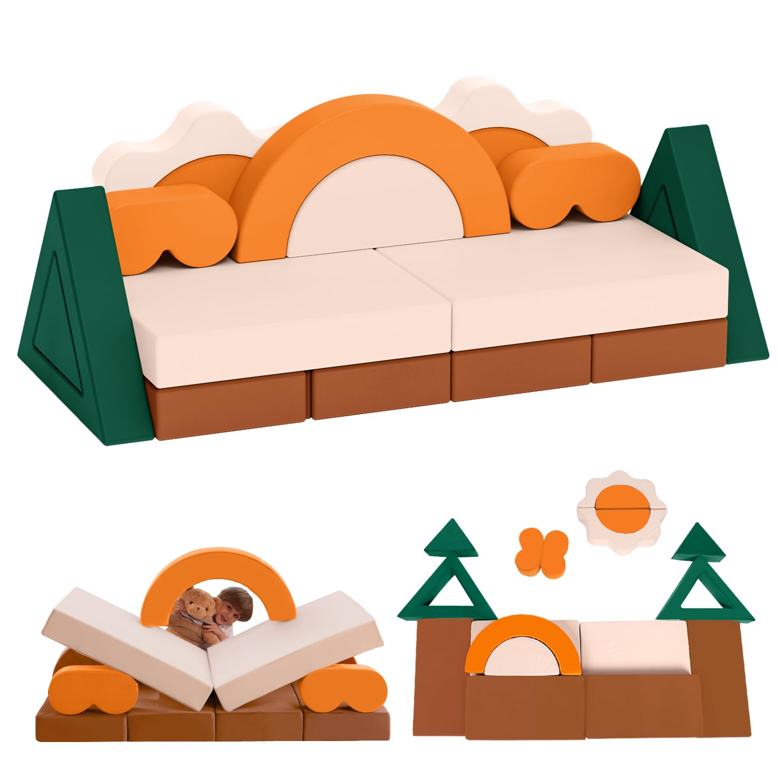 Erament 18PCS modular kids play couch with jungle theme