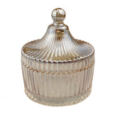 EriCotry 280ml amber crystal glass candy dish with lid on desk
