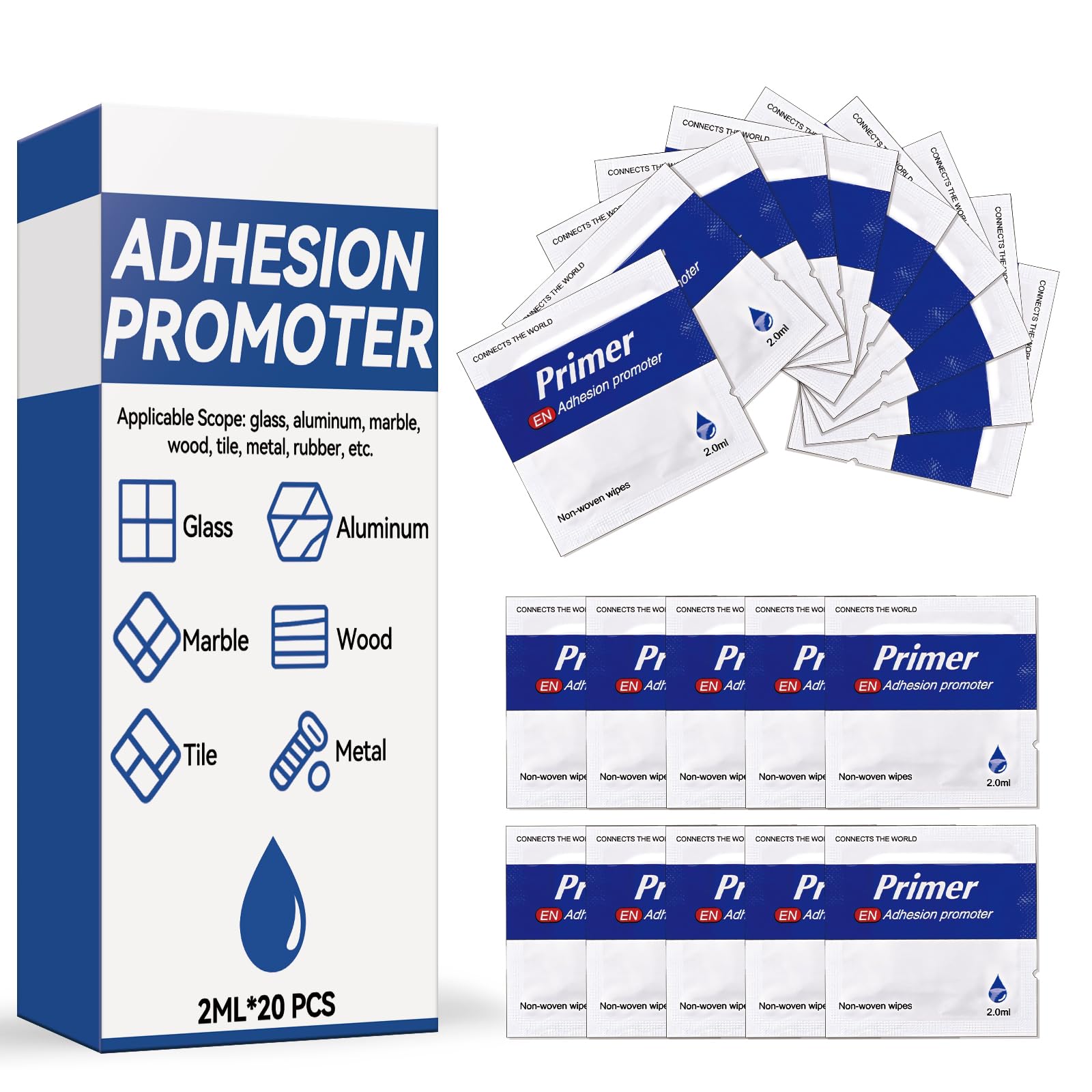 Erigathe Adhesion Promoter 20 Pack pre-saturated wipe pack