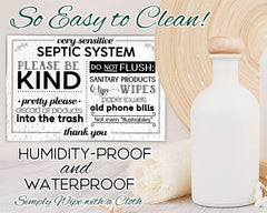Essentials for Hosts septic sign for bathroom with mounting tape