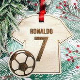 Etch Society Ronaldo Christmas Ornament handmade wood laser engraving