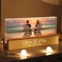 Personalized acrylic block night light for couples