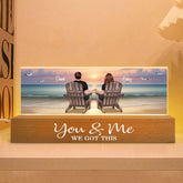 Eternal Sunset Beach Couple night light acrylic plaque on wood base