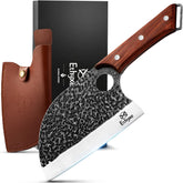 Ethyxe Serbian Chef Cleaver Knife with leather sheath product photo