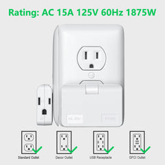 Flat wall plug 3-outlet adapter compact design