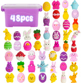 EUOCENK 48PCS Easter Squishies assortment with bunnies eggs and carrots