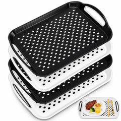 EupHHonycs 4Pcs Large Nonslip Tray Black 15.7 x 11.2 inches