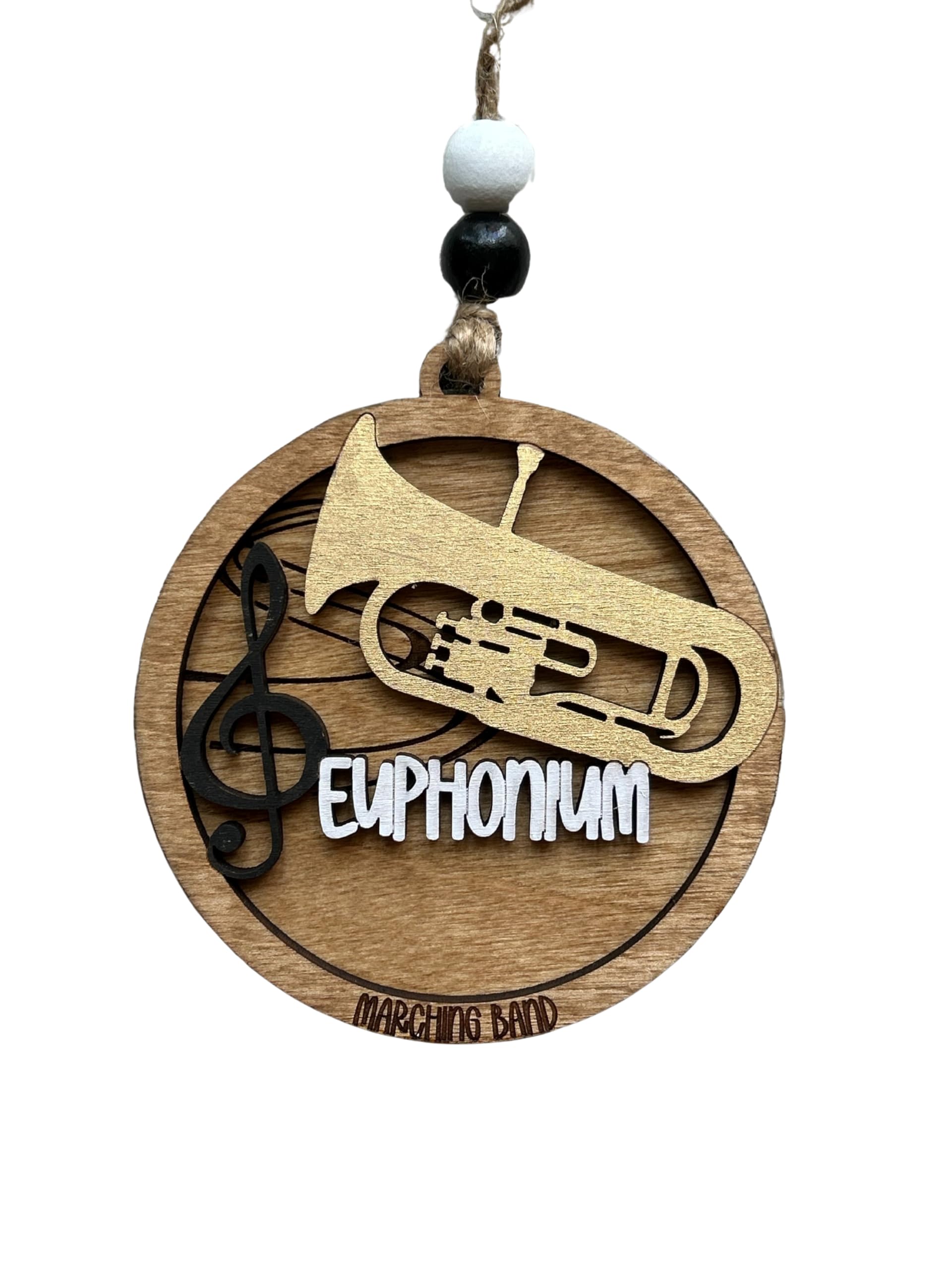 Euphonium marching band Christmas tree ornament two-layer wood design