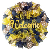 Everyday Wreath Gift navy blue yellow mesh wreath