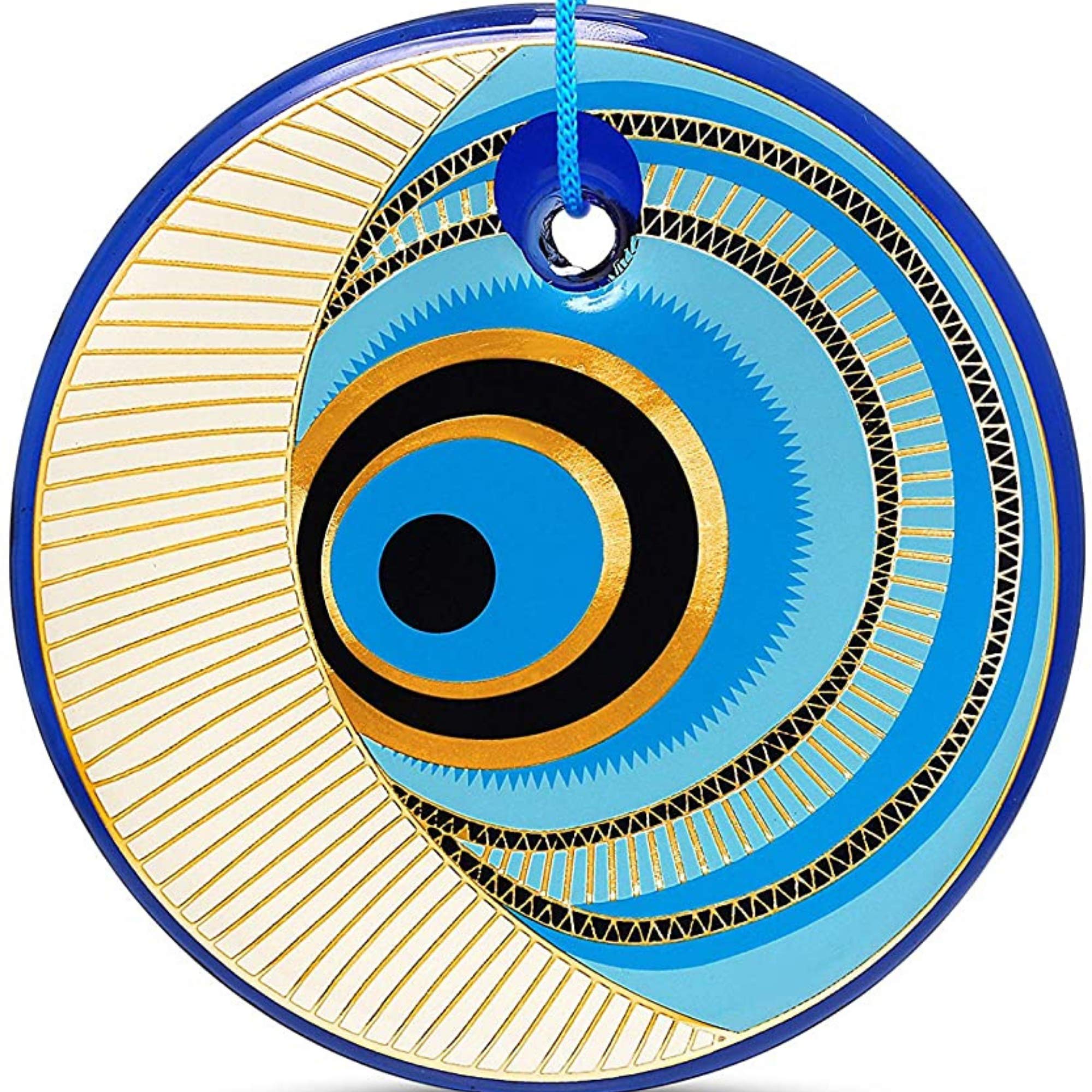 Evil Eye Glass Wall Hanging Decor with golden moon design