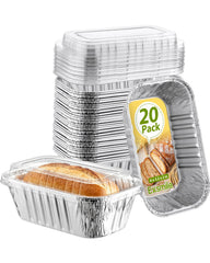 Exsmile 6x3.5x2 inch aluminum loaf pans with lids 20-pack