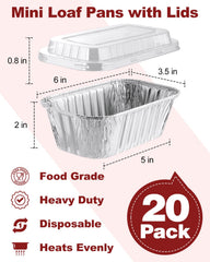 Exsmile mini loaf pans 6x3.5x2 inches aluminum with lids