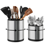 Extra Large Utensil Holder 360 rotation stainless steel close view
