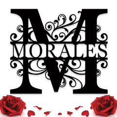 EXUNART Personalized Family Name Sign metal wall art X-Large wall mount