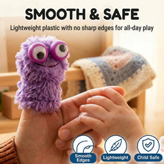 Pink blue yellow green purple eye ring puppets