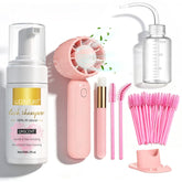 Eyelash Extension Cleanser kit bottle and components