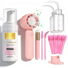 Eyelash Extension Cleanser kit bottle and components
