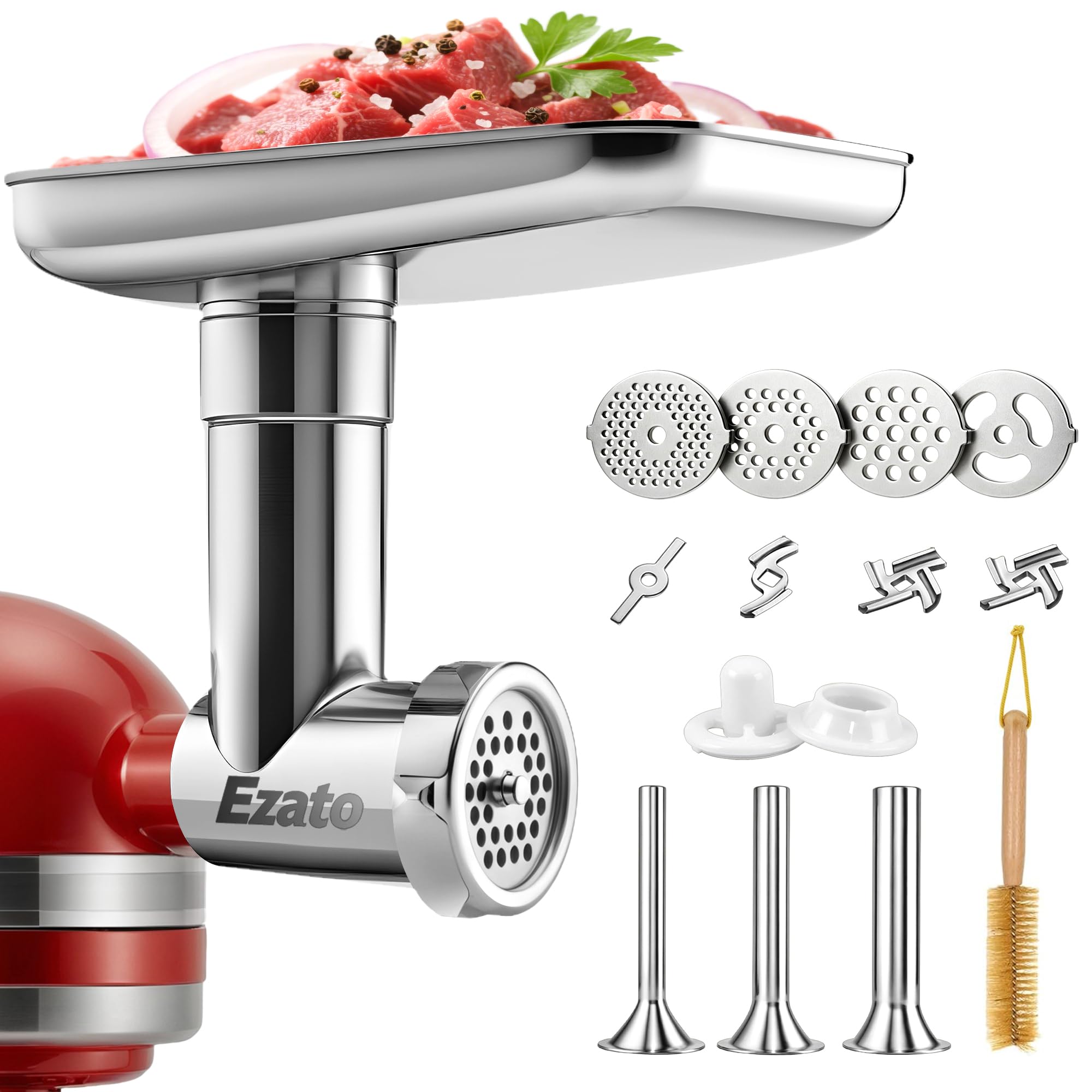 EZATO stainless steel meat grinder attachment for KitchenAid mixer