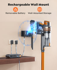 Self-standing VAC04 with wall mounted charging base for storage