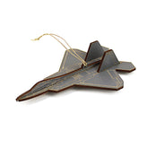 F-22 Raptor ornament laser cut birch wood