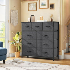 Fabric storage tower with 9 roomy drawers and soft pull handles