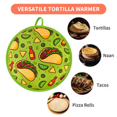 BPA-free fabric tortilla warmer with zip closure