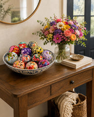 2 inch decorative fabric wrapped ball with floral pattern